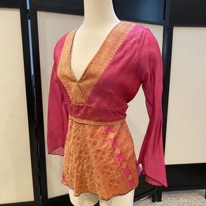 NWT Cultural pink and gold Indian blouse: Small